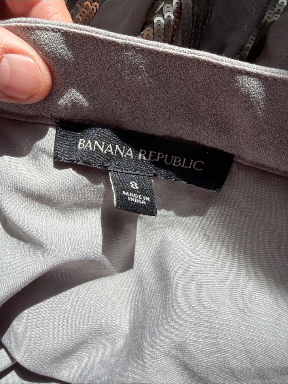 Banana Republic Womens Pleated Sequin Mini Skirt 8 Grey Lined Party Metallic - Picture 2 of 8